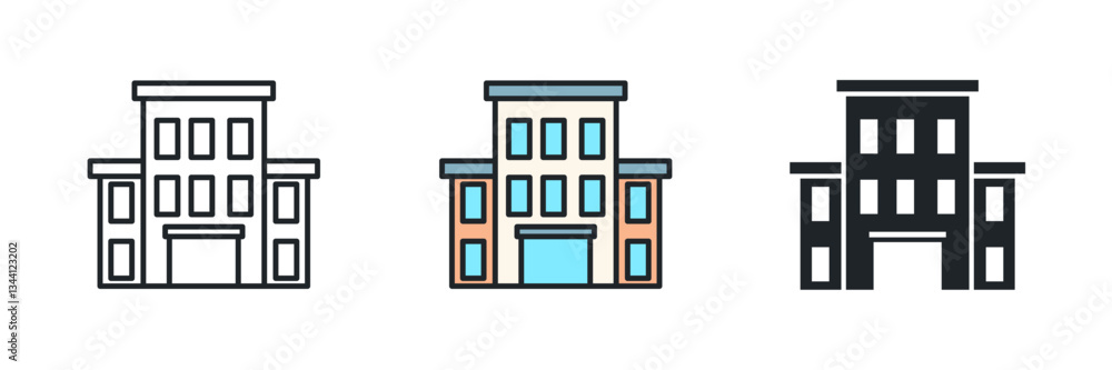 Office Building icon symbol vector illustration isolated on white background Office Building icon symbol vector illustration isolated on white background