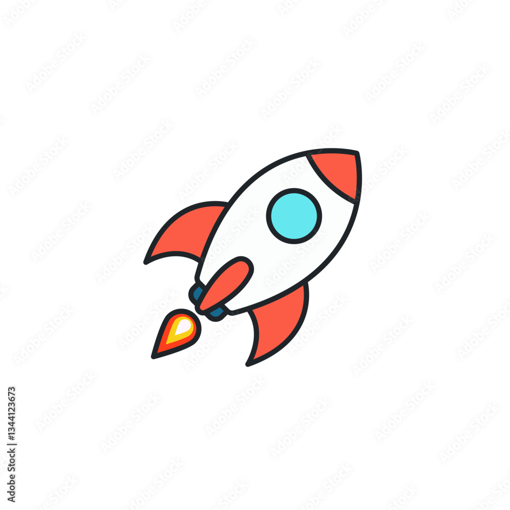 Rocket Launch icon symbol vector illustration isolated on white background Rocket Launch icon symbol vector illustration isolated on white background
