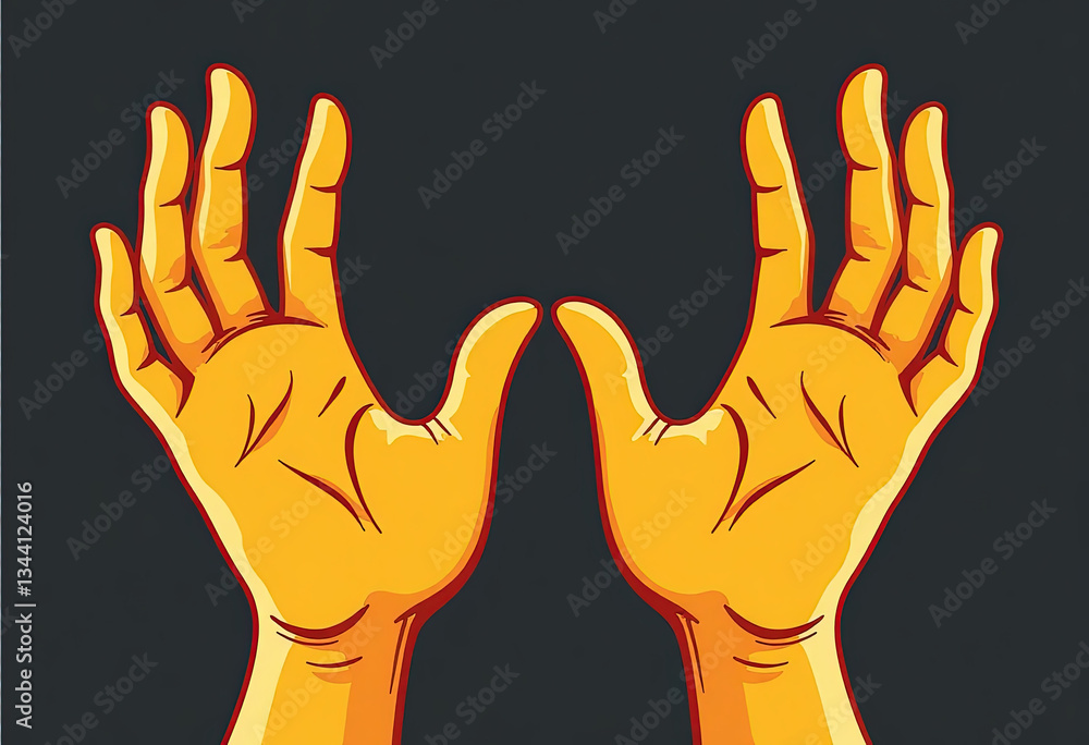 Obraz premium Yellow painted jazz musician hands in expressive pose for music blogs, articles about jazz performance, International Jazz Day materials, and artistic music education resources