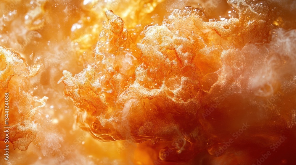 Hot, bubbling, golden liquid in a pan Hot, bubbling, golden liquid in a pan