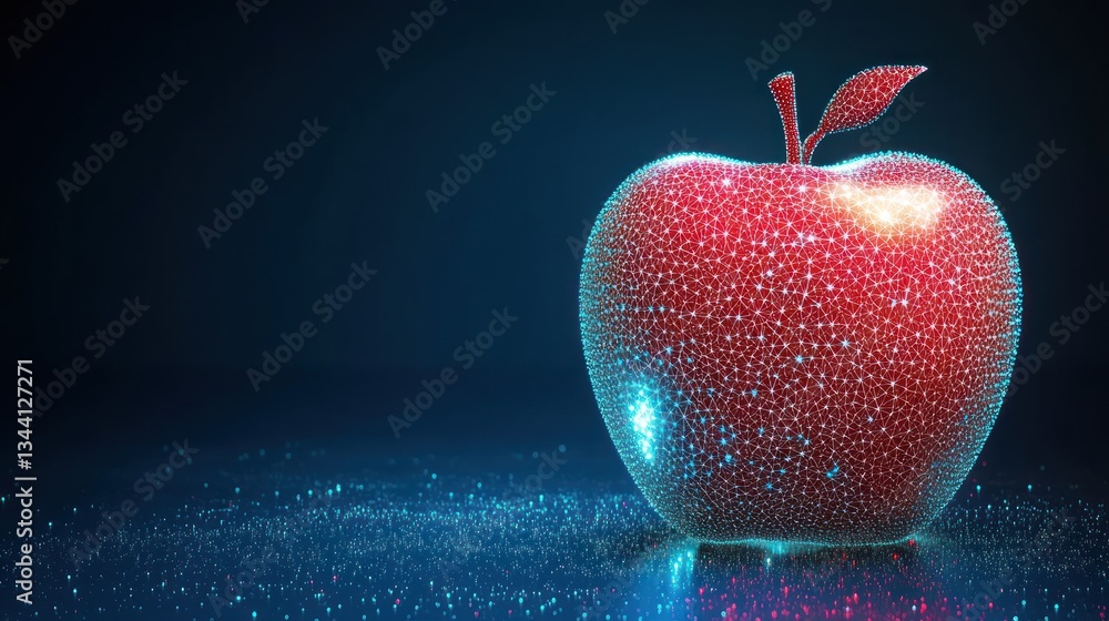 Obraz premium Digital Apple, Illuminated, Dark Studio, Abstract Background