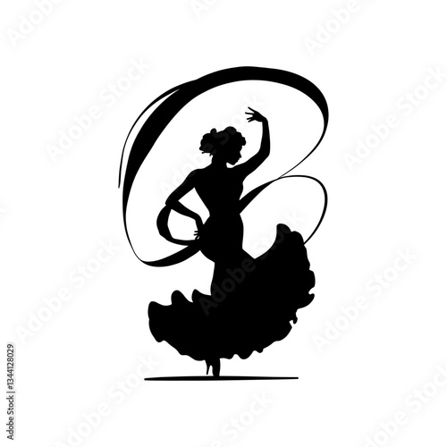 Flamenco Dancer Silhouette Vector | Elegant Spanish Dance Illustration