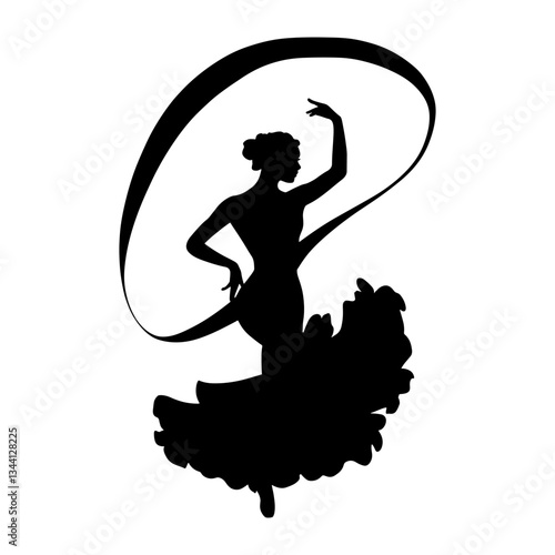 Flamenco Dancer Silhouette Vector | Elegant Spanish Dance Illustration