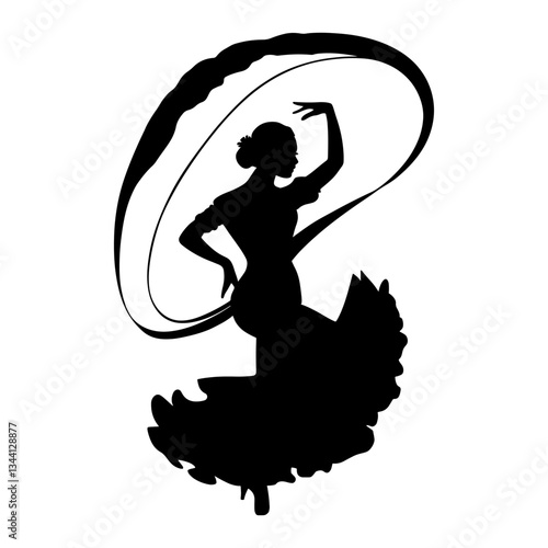 Flamenco Dancer Silhouette Vector | Elegant Spanish Dance Illustration