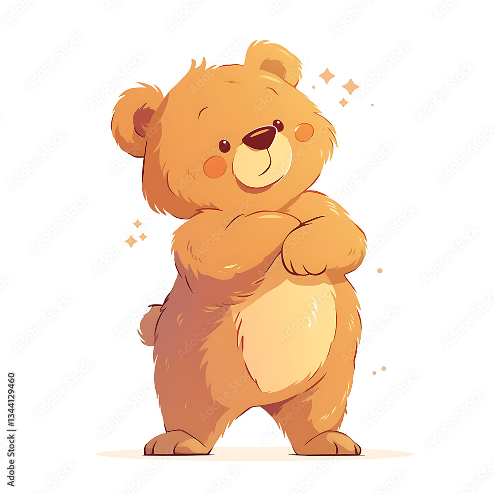 Fototapeta premium Adorable and Playful Bear Engaged in Various Activities, Minimalist and Logo-Style Designs illustrator