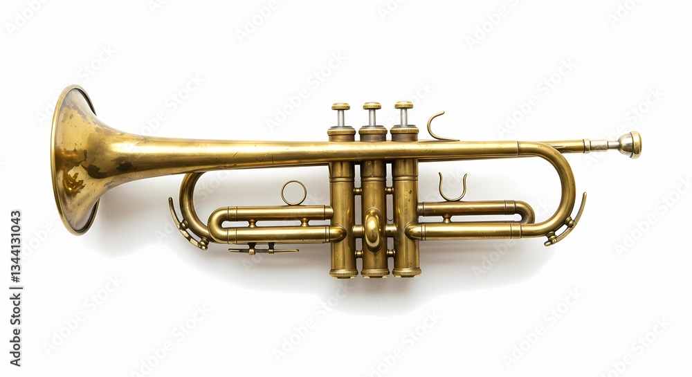 Fototapeta premium Vintage Trumpet on White