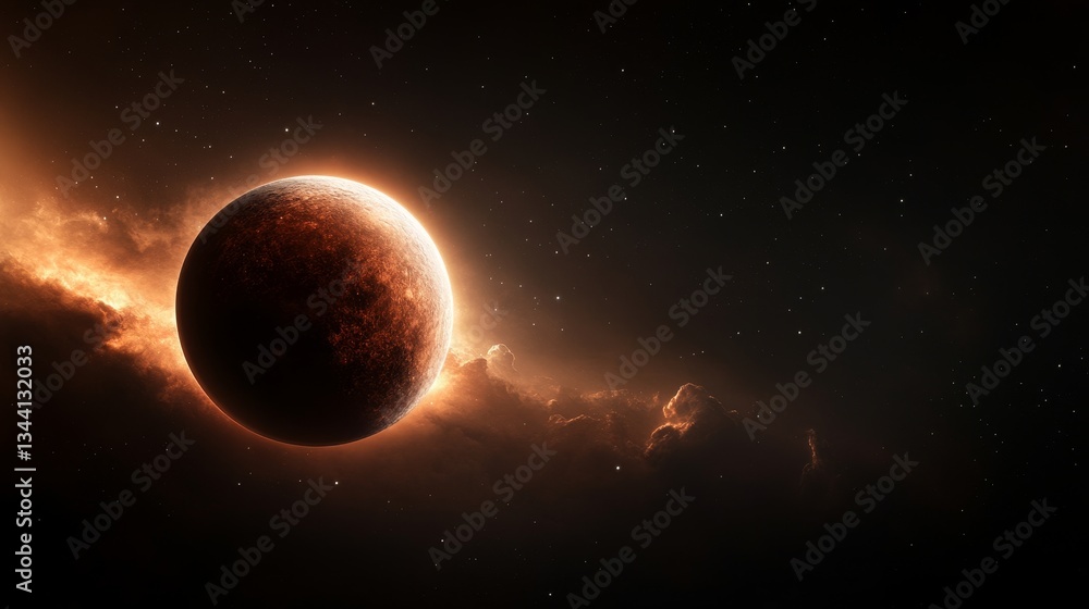 Obraz premium Cosmic planetary exploration discovering alien landscapes in the milky way's black hole environments