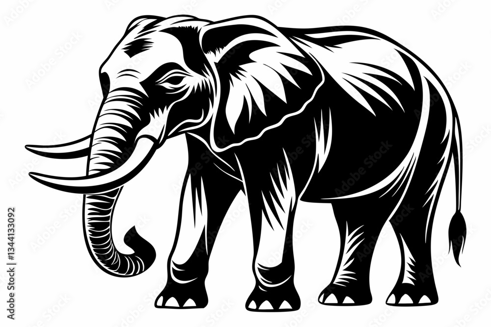 Obraz premium elephant line art silhouette vector illustration