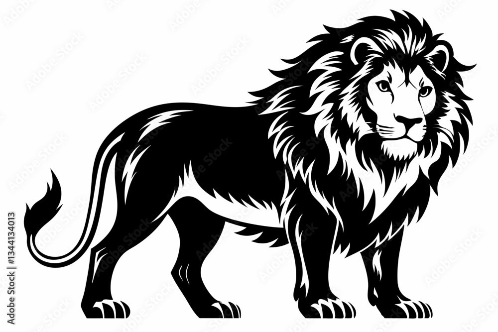 Obraz premium lion line art silhouette vector illustration