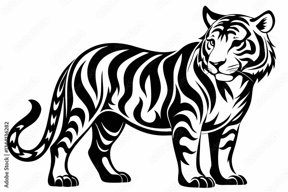tiger line art silhouette vector illustration tiger line art silhouette vector illustration