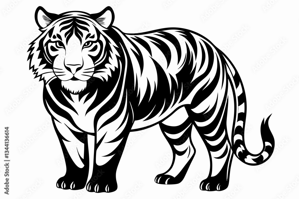 Obraz premium tiger line art silhouette vector illustration
