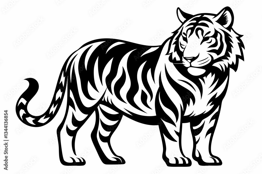 tiger line art silhouette vector illustration tiger line art silhouette vector illustration
