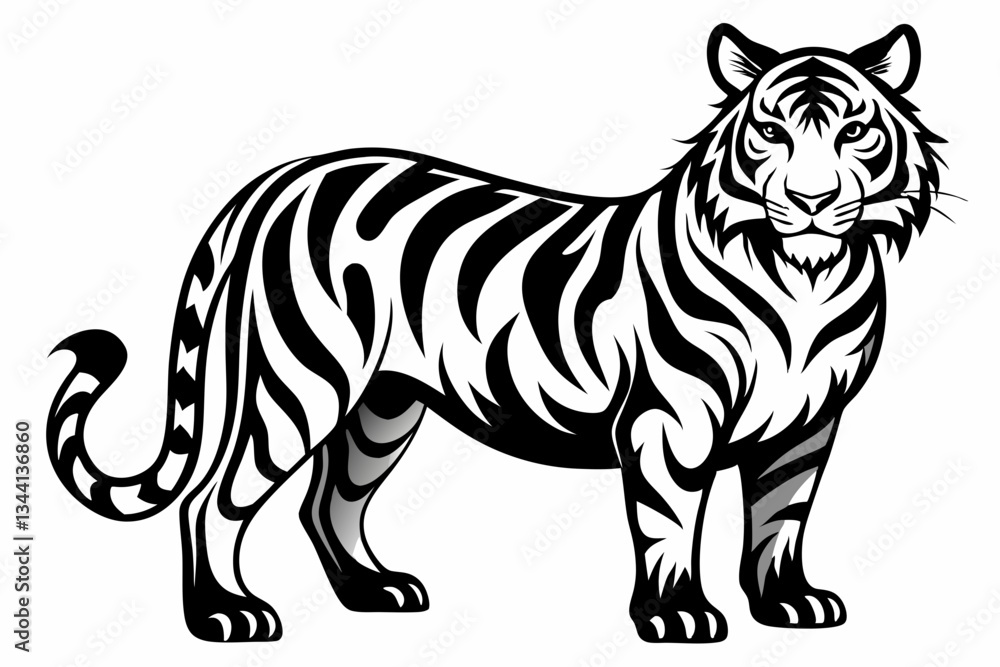 tiger line art silhouette vector illustration tiger line art silhouette vector illustration