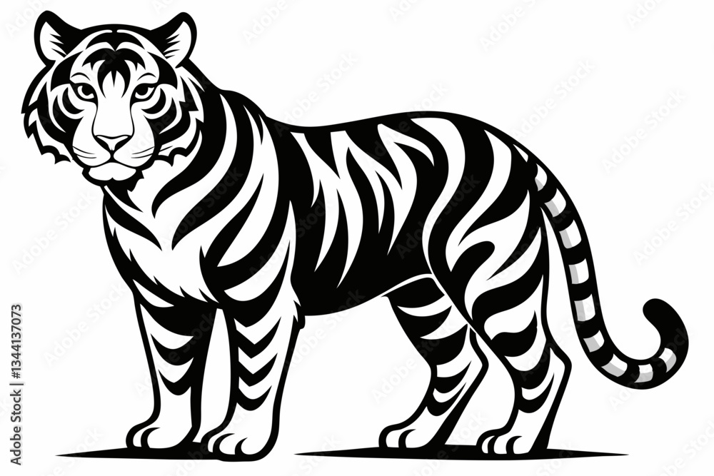 Obraz premium tiger line art silhouette vector illustration