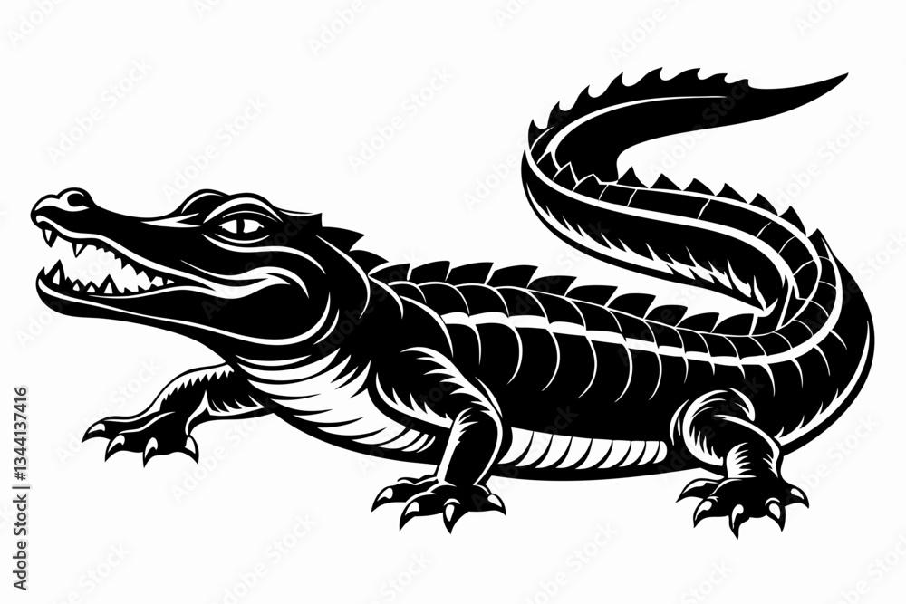 Fototapeta premium alligator line art silhouette vector illustration