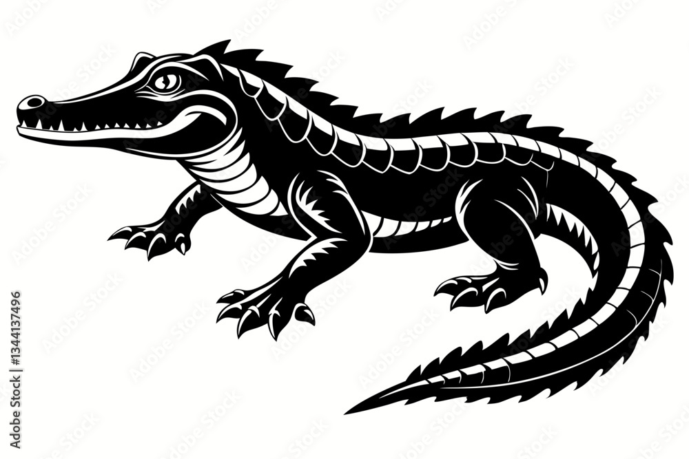 alligator line art silhouette vector illustration alligator line art silhouette vector illustration