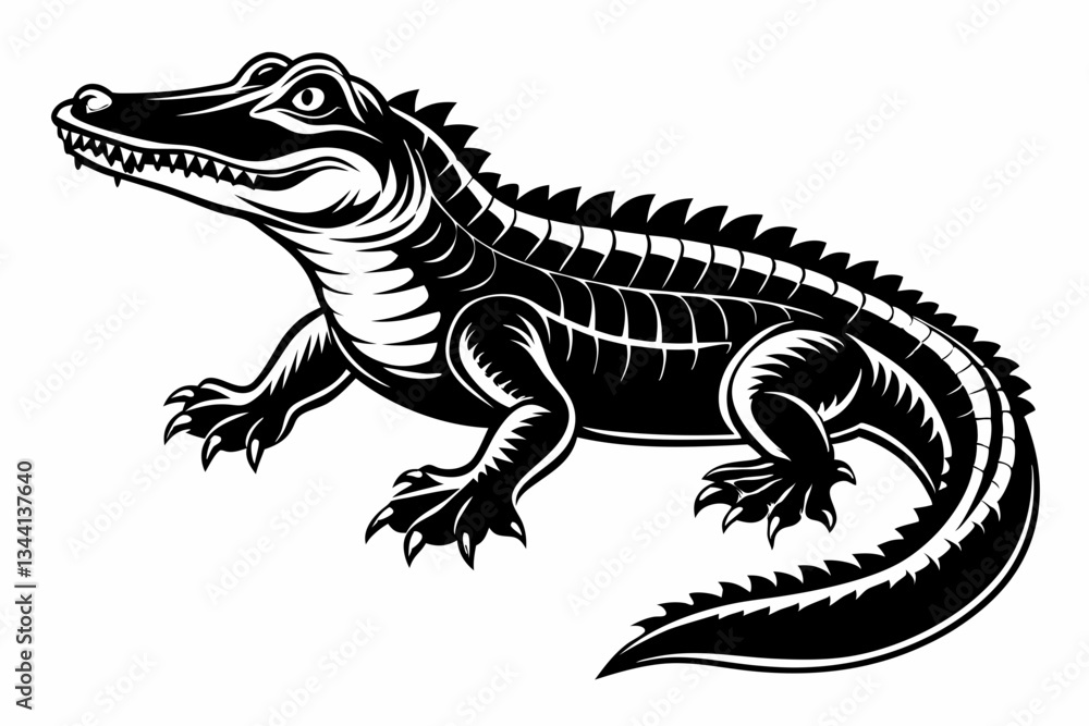 alligator line art silhouette vector illustration alligator line art silhouette vector illustration