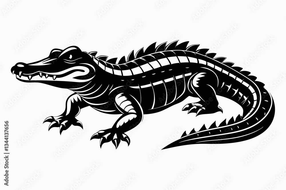 alligator line art silhouette vector illustration alligator line art silhouette vector illustration