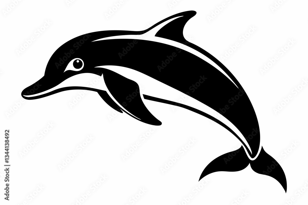 Fototapeta premium dolphin line art silhouette vector illustration