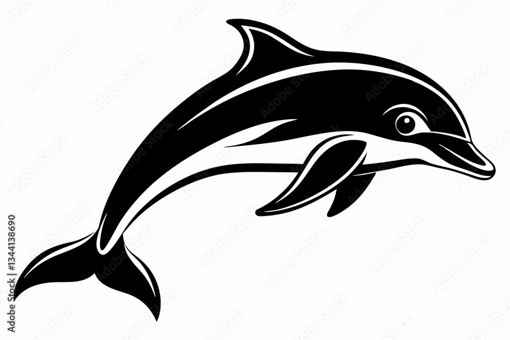 Fototapeta premium dolphin line art silhouette vector illustration