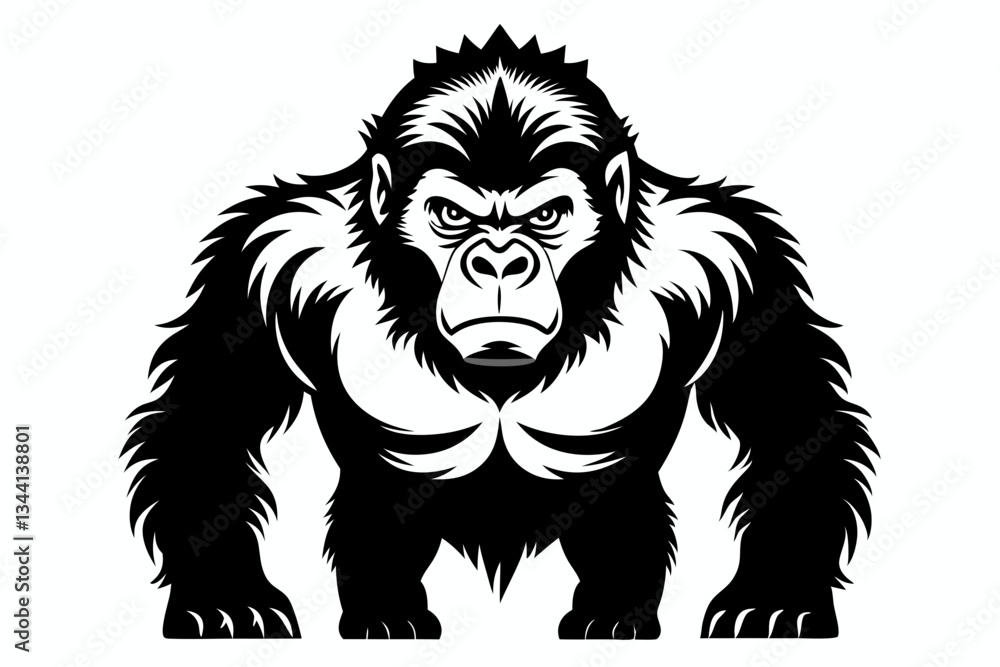 Obraz premium gorilla line art silhouette vector illustration