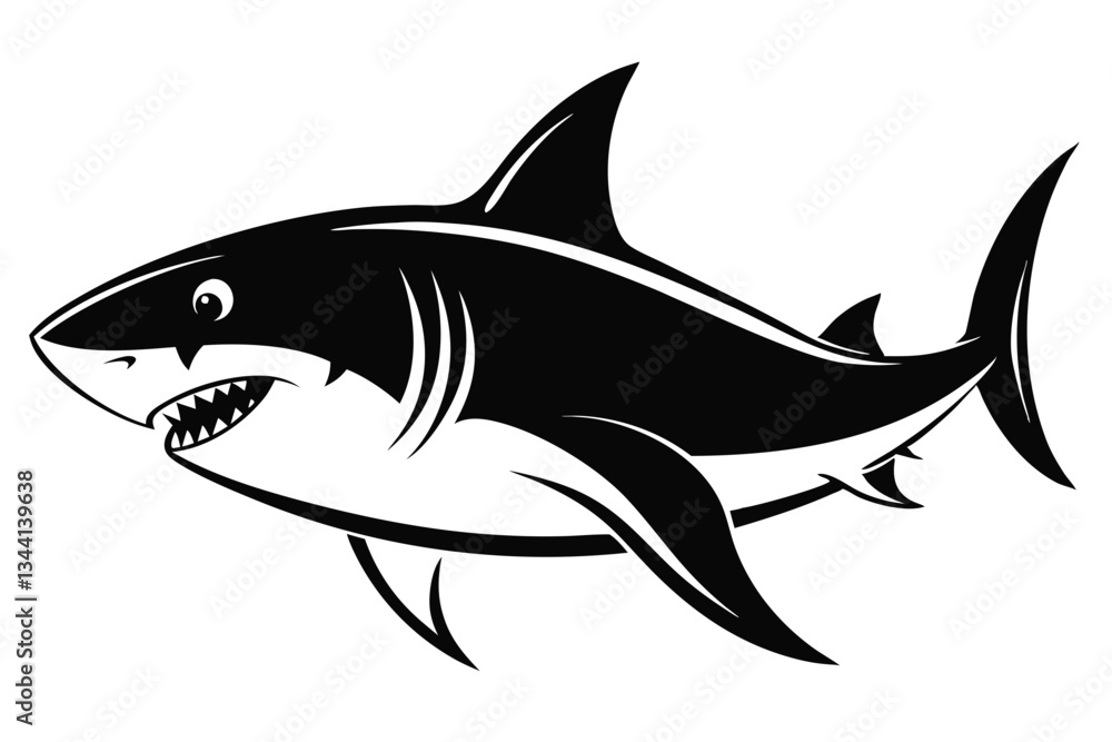 Fototapeta premium shark line art silhouette vector illustration