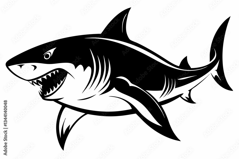 Fototapeta premium shark line art silhouette vector illustration