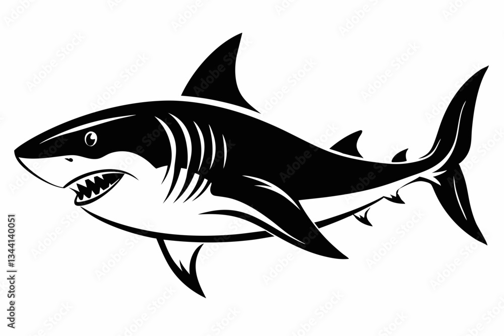 Fototapeta premium shark line art silhouette vector illustration