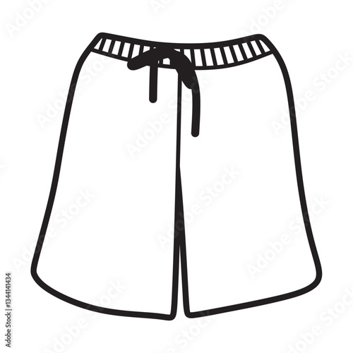 pocket shorts with drawstring, simple line art