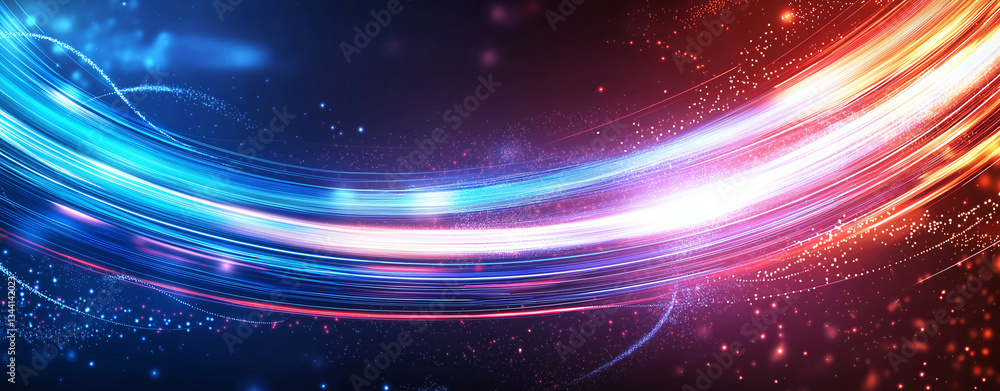 Obraz premium Vibrant abstract background featuring dynamic blue and red glowing lines, creating sense of movement and energy. interplay of colors evokes feeling of excitement and creativity