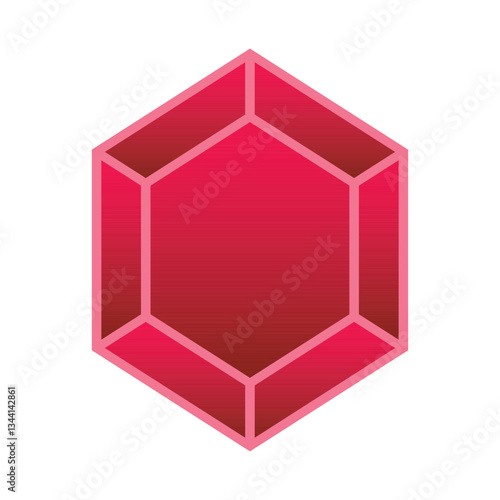 Red ruby gem icon isolated on a white background vector illustration. Flat vector design. Jewelry, gem, shop, luxury and rich symbol sign. Red Ruby symbol. Jewelry logo design. 