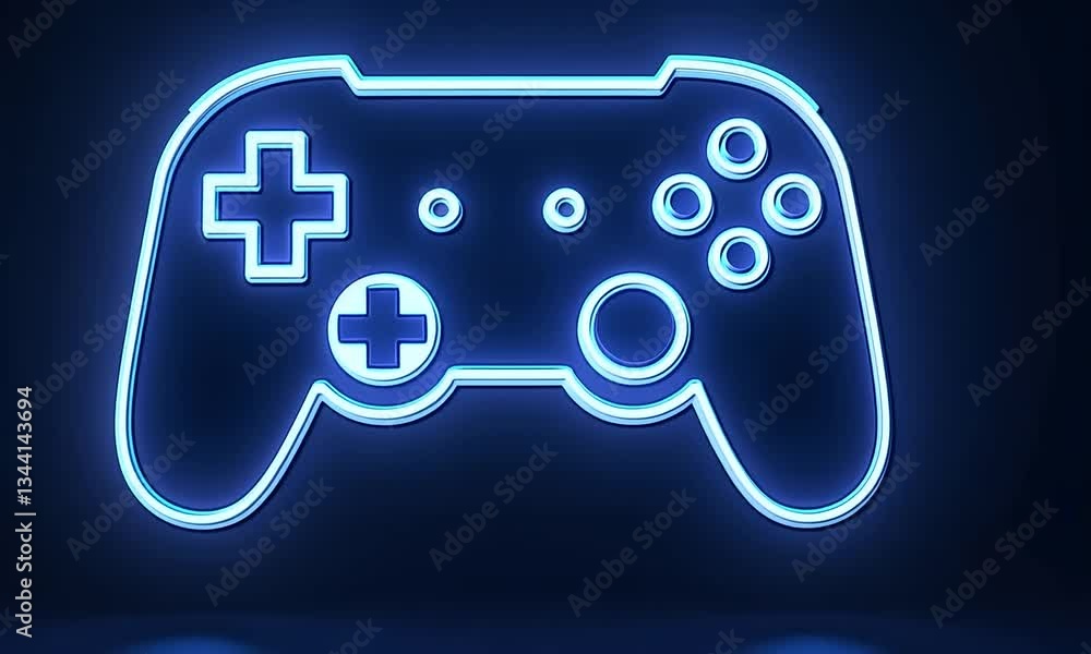 Glowing Neon Game Controller Icon: A Digital Entertainment Symbol Glowing Neon Game Controller Icon: A Digital Entertainment Symbol