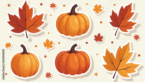 autumn stickers offer cozy fall designs cute illustrations holiday season vector flat