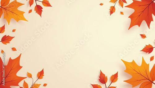 autumn themed banner leaves cartoon flat vector