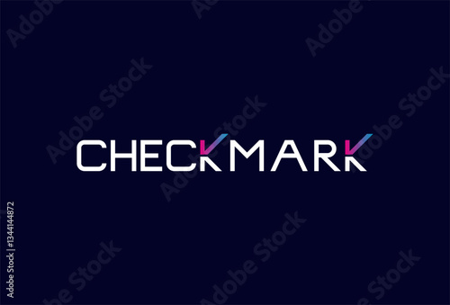 Checkmark Logo, letter K with checkmark icon combination in text checkmark typography logo, vector illustration