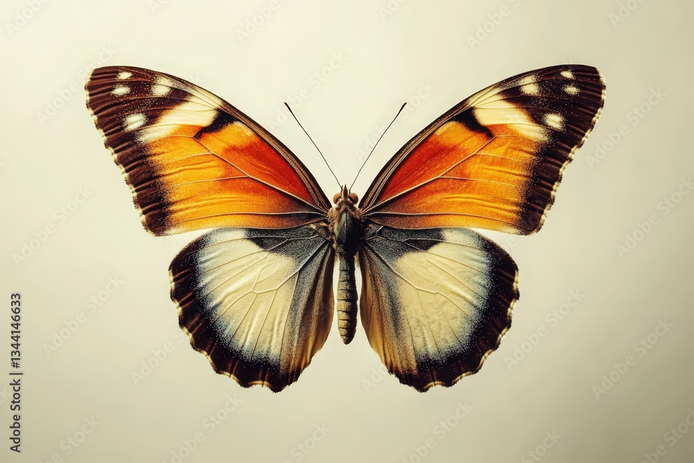 Fototapeta premium A beautiful butterfly with wings of vibrant orange and black