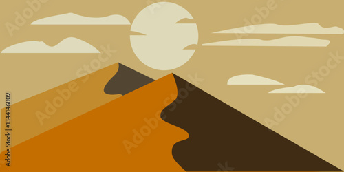 a flat illustration of a mountain with a cloud in the sky