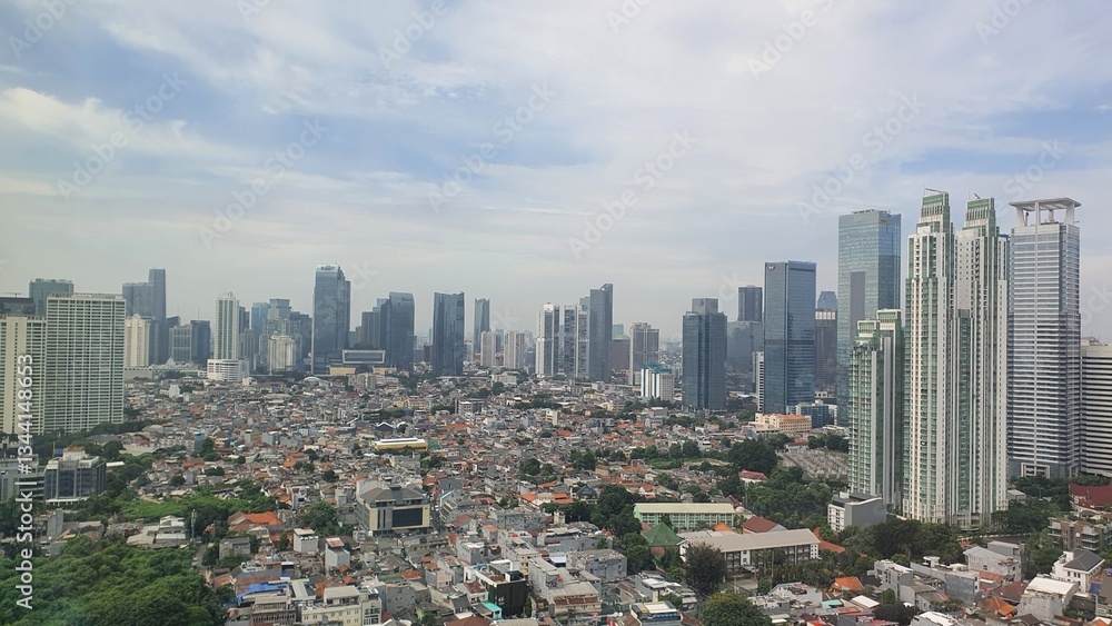 Fototapeta premium Jakarta, Indonesia – March 12, 2025: A cityscape view of Indonesia capital city Jakarta