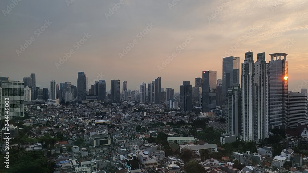 Fototapeta premium Jakarta, Indonesia – March 12, 2025: A cityscape view of Indonesia capital city Jakarta
