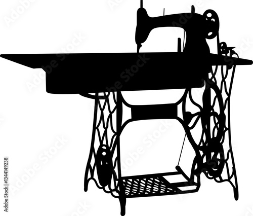 Full sewing machine silhouette vector on a white background