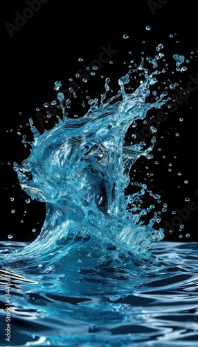 Clean water splashes with blue wave isolated Generated AI