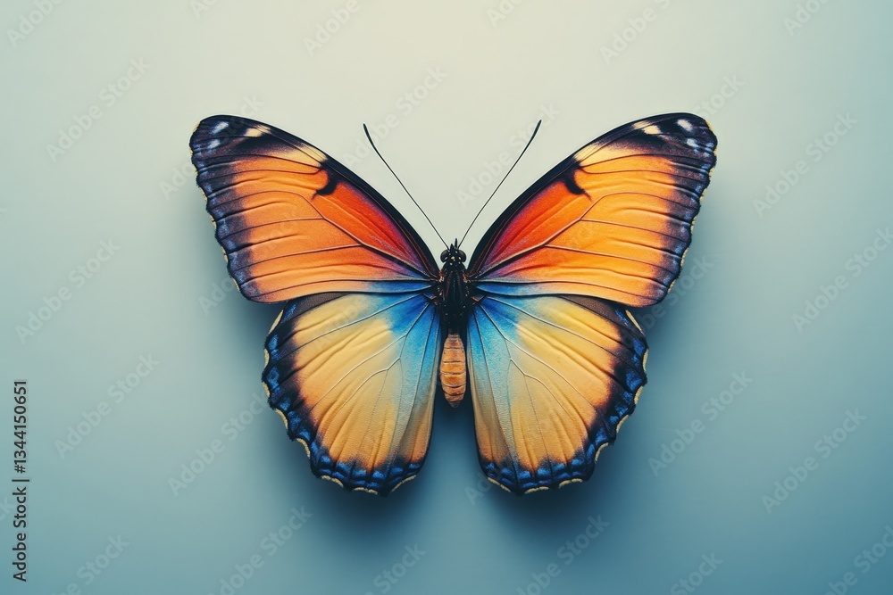 Obraz premium A colorful butterfly with vibrant wings spreads on a surface
