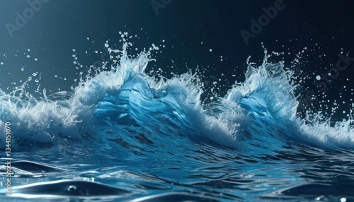 Clean water splashes with blue wave isolated Generated AI