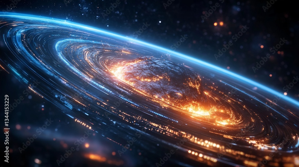 Fototapeta premium Futuristic Planet Earth Digital Revolution Cosmic Space High-Resolution Visualization Sci-Fi Environment Awe-Inspiring Concept