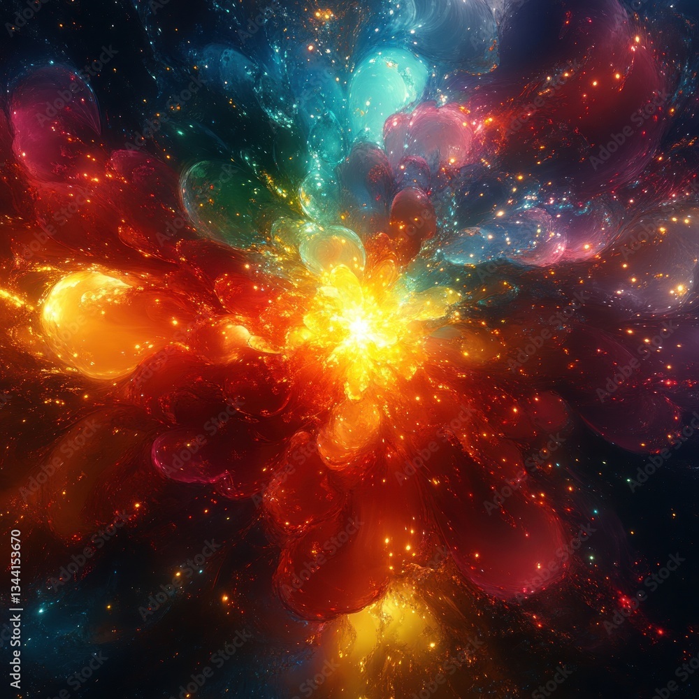 Fototapeta premium Vivid Colorful Explosion Abstract Background with Rays of Light and Dynamic Rainbow Patterns