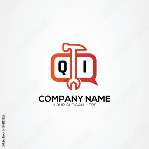 Services Icon or Chat Logo With Letter QI Logo Isolated Vector Illustration