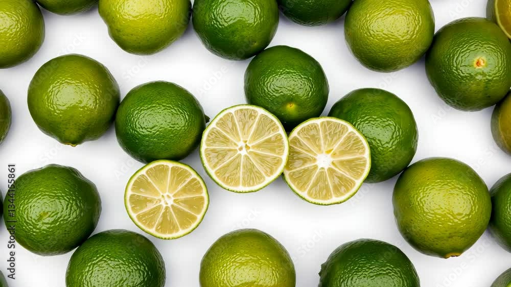 Vibrant Green Limes on White Background A Close Up Still Life of Fresh Citrus Fruit Vibrant Green Limes on White Background A Close Up Still Life of Fresh Citrus Fruit