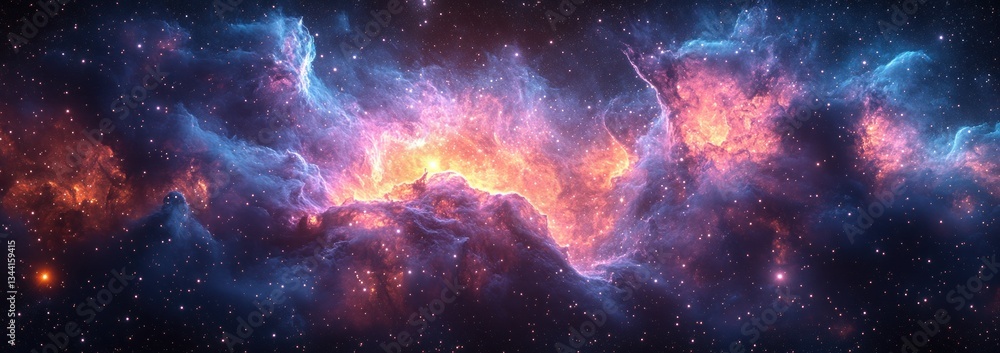 Obraz premium Vibrant Cosmic Nebula with Stars in Deep Space