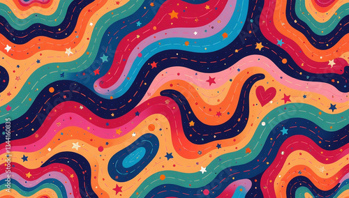 ess abstract patterns wavy distorted shapes groovy vintage psychedelic flat design aesthetic featuring hippie elements retro