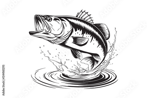 bass fishing black vector